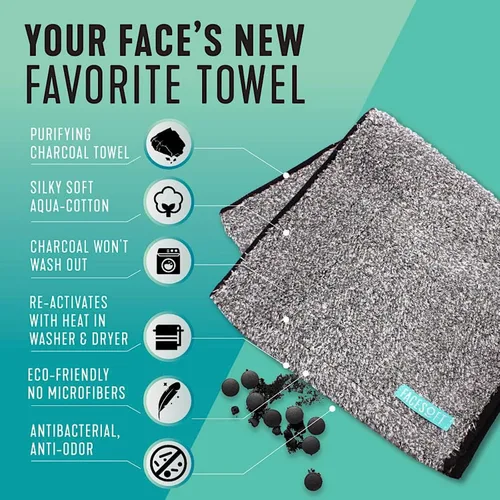 Vista 2 de Mini Towels Charcoal 2X PRO Detox Multipack - Carbón activado doble - Elimina toxinas e impurezas de la piel - Toalla de ejercicio de algodón suave
