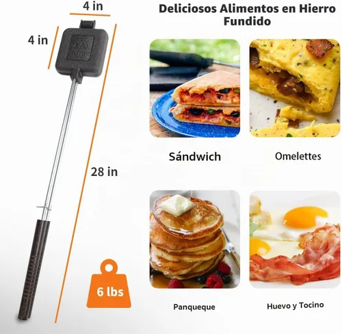 Vista 2 de AILITOR Cocina de hierro fundido para tartas de campamento, para sándwiches de fogata (paquete de 2)