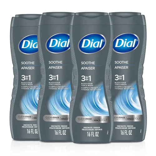 Vista 13 de Dial Men 2 en 1 Jabón para cuerpo y cara, Carbón Activado, 16 fl oz, paquete de 4, Jabón exfoliante suave para cuerpo con tecnología de enjuague