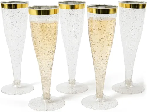 Vista 18 de Prestee Juego de 24 copas de champán de plástico transparente, capacidad de 4.5 onzas, vasos desechables inastillables, adecuadas para bodas