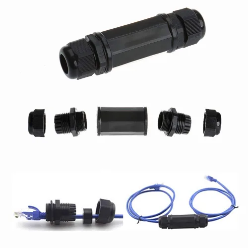 Vista 5 de 5 unids M22Z blindado RJ45 impermeable Cat5/5e/6 8P8C conector IP67 Ethernet LAN cable conector doble cabeza al aire libre LAN acoplador adaptador