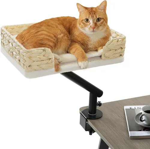 Vista 11 de PAWZ Road Cama de escritorio para gatos, rotación de 360°, soporta hasta 50 Gris