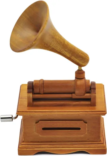 Vista 4 de Caja de música Gramófono de madera Haz tu propia canción con regalo Wingo