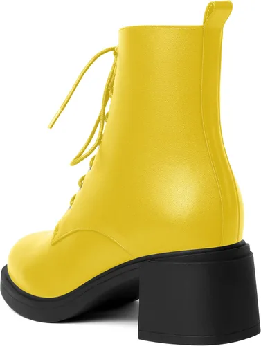 Vista 69 de ROSERWISH Botas altas de tacón bajo y grueso para mujer, con cordones, cómodas, modernas, con puntera redonda, de 2.5 pulgadas