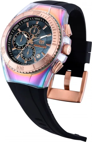 Vista 2 de Technomarine TM-115367 Cruise Reloj de cuarzo negro con pantalla analógica para hombre, Oro Rosa, Cronógrafo