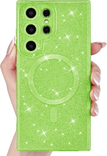 Vista 14 de Svanove Funda magnética con purpurina para Samsung Galaxy S22, compatible con Magsafe Cute, brillante, brillante, estética, dura y brillante