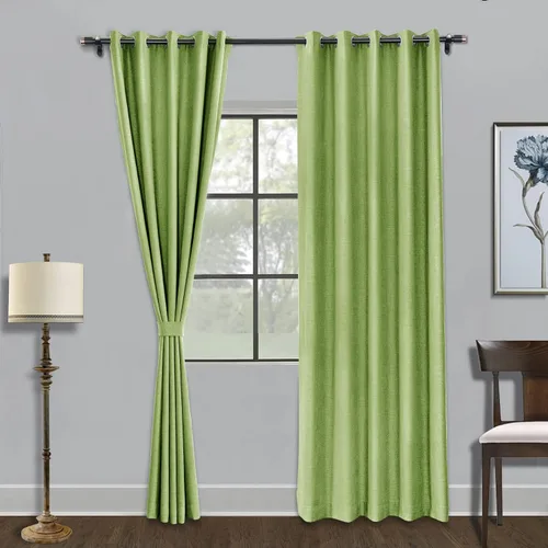 Vista 13 de Fcosie Cortinas opacas de 84 pulgadas de largo con textura de lino, con aislamiento térmico, con ojales en la parte superior con forro opaco blanco