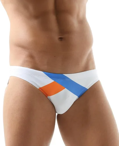 Vista 7 de YUZHOU Men's Swim Briefs American Flag Sexy Bikini Swimwear with Drawstring