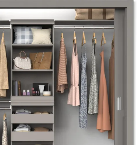 Vista 7 de ClosetMaid Kit de estante de almacenamiento modular y barra para colgar, color gris pardo
