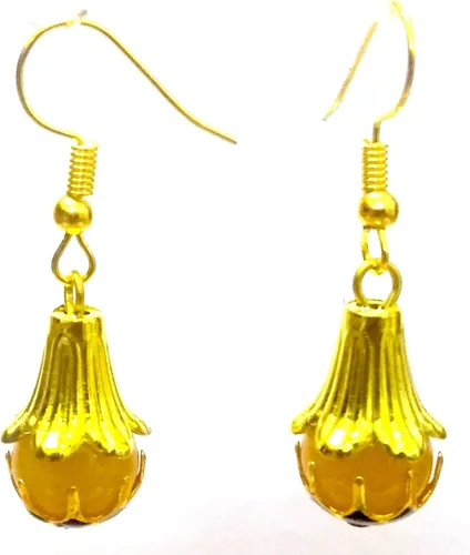 Vista 2 de DESI HAWKER Meenakari Minakari Pintura de esmalte dorado hecho a mano pendientes Bali Jhumki Jhumka joyería india gota colgante candelabro NI-254