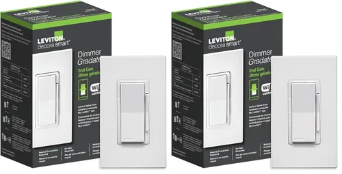 Vista 9 de Leviton Decora Smart regulador de intensidad, Wi-Fi 2ª generación, requiere cable neutro, funciona con Matter, My Leviton, Alexa, Asistente