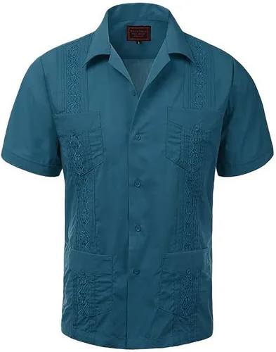 Vista 5 de Maximos Men's Short Sleeve Button-up Cuban Guayabera Dress Shirt