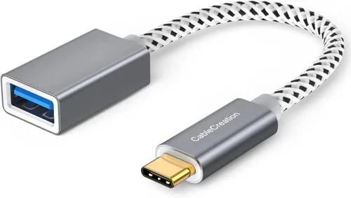 Vista 9 de CableCreation Adaptador USB C a USB hembra de 90 grados, cable USB C OTG, tipo C a USB A, conector hembra compatible con MacBook Pro Air, iPad