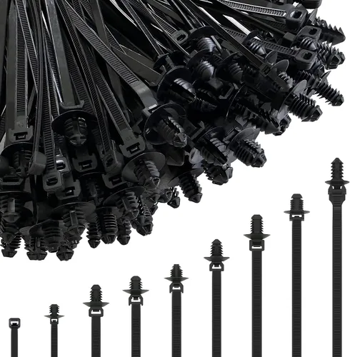 Vista 12 de 70 piezas de bridas de cables con montaje a presión de nylon con cierre de cremallera, bridas de plástico resistentes, bridas de cremallera