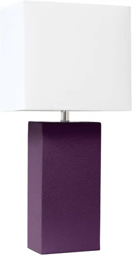 Vista 29 de Elegant Designs LT1025-PRP-LB Lámpara de mesa moderna envuelta en cuero para sala de estar, pasillo, entrada, dormitorio, oficina, púrpura