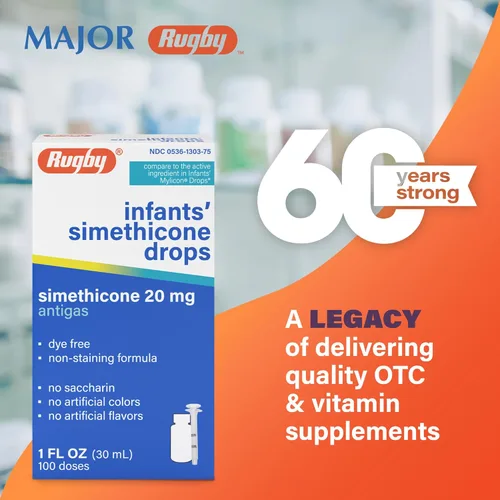 Vista 2 de Gotas para Gases sin Colorantes Rugby para Bebés - Gotas Líquidas de Simeticona 20 mg para Recién Nacidos, Bebés, Niños Pequeños y Niños - Alivio