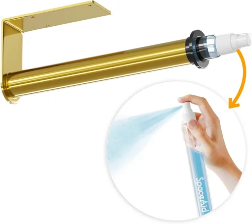 Vista 12 de SpaceAid SprayNeat - Soporte para toallas de papel con botella de spray, soporte para toallas de papel debajo del gabinete con rociador en el centro