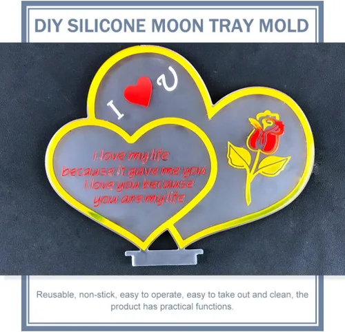 Vista 4 de Molde de silicona con signo de corazón para fundición de resina, manualidades, San Valentín, molde epoxi antiadherente flexible