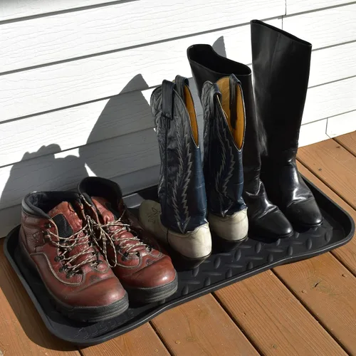 Vista 5 de JobSite - Bandeja de botas resistente, multiusos para zapatos, mascotas, jardín, 15 x 28 pulgadas, 2 bandejas