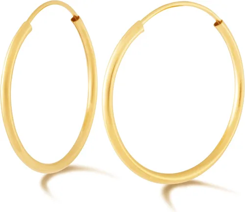Vista 7 de Arracadas de oro amarillo de 14 quilates para mujer de 1 mm - 15 mm de grueso 10 mm - 60 mm de diámetro