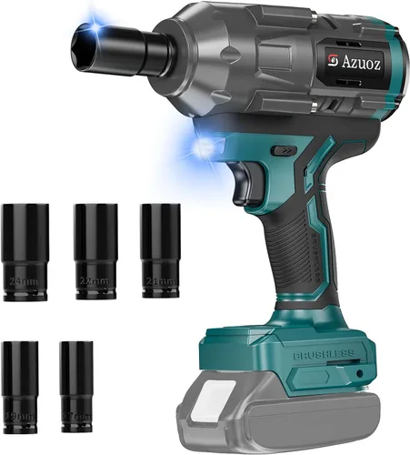 Vista 8 de Llave de impacto inalámbrica 1/2 para batería Dewalt de 20 V, destornillador de impacto sin escobillas de 1500 Nm/1106 pies-libras, herramienta