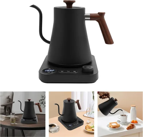Vista 2 de Hervidor eléctrico de cuello de cisne con control de temperatura ajustable, calentamiento rápido de 1200 W, caldera de agua eléctrica con cable