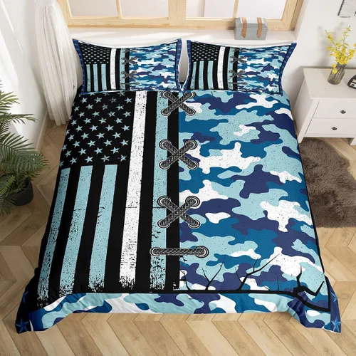 Vista 12 de American Flag Bedding Set Twin for Boys Teens Men Retro Army Green Camo Usa Flag Comforter Cover Military Camouflage Soldier Duvet Cover for Kids