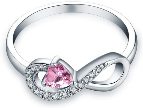 Vista 31 de Anillo Jo Wisdomo de compromiso. de plata esterlina, con corazón e infinito, anillo de amistad, para ella