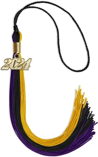 Vista 36 de Endea - Borla de graduación de triple color con gota de fecha dorada (negro/dorado/granate, 2020)
