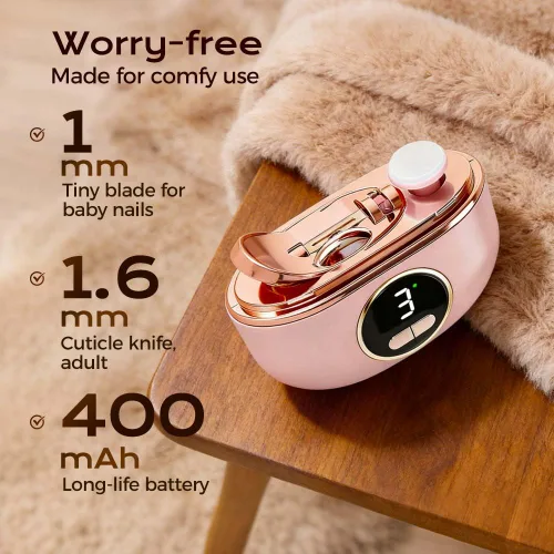 Vista 3 de Cortaúñas eléctrico automático, recortador de uñas eléctrico 3 en 1 con luz LED, diseño mejorado de doble hoja, molinillo de uñas eléctrico