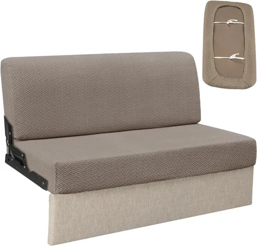 Vista 8 de Fundas de sofá de autocaravana para sofá cama - Fundas elásticas de respaldo y asiento de 2 piezas para sofás cama plegables Jackknife (gris)