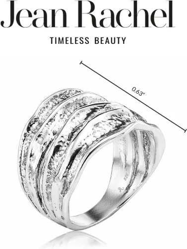 Vista 5 de JEAN RACHEL JEWELRY Anillo de plata de ley 925, diseño vintage con textura oxidada, hipoalergénico, sin níquel ni plomo, colección de diseñador