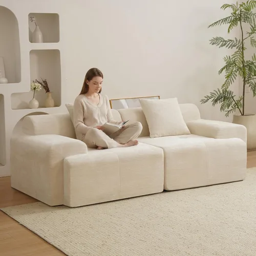 Vista 19 de Sofá modular de 84 pulgadas, sofá sin hueso de asiento profundo de Beige