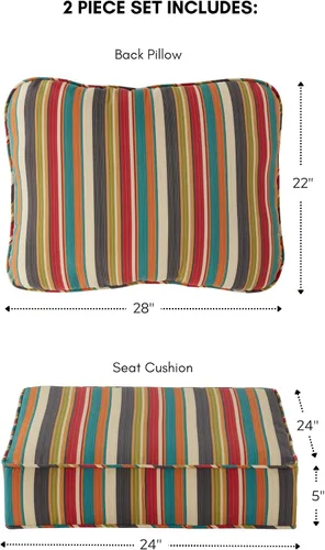 Vista 3 de Greendale Home Fashions Juego de cojines de asiento profundo para exterior de 2 piezas, Adobe Ártico
