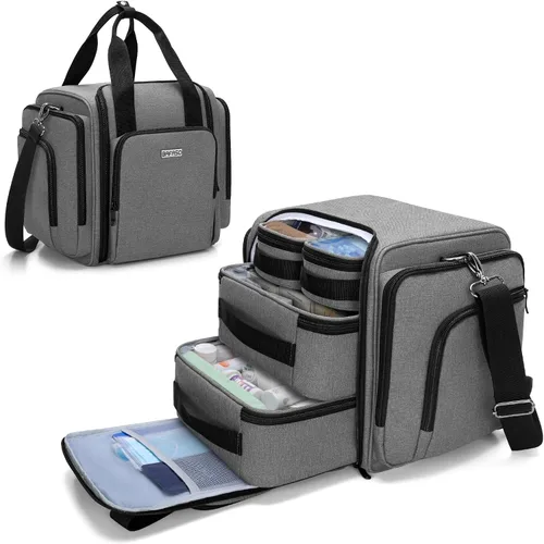 Vista 9 de BAFASO Bolso grande organizador de pastillas con 4 bolsas interiores extraíbles, bolsa de medicina con correa para el hombro (SÓLO LA BOLSA), negro