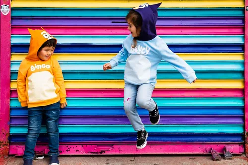 Vista 5 de Bluey Bingo Dad Mom Fleece Matching Family Cosplay Pullover Hoodie Infant to Little Kid