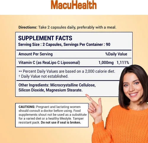 Vista 3 de MacuHealth Vitamina C liposomal de 1000 mg por porción, vitamina de alta biodisponibilidad con antioxidantes solubles en grasa y absorción mejorada