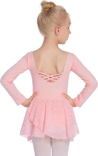 Vista 22 de Arshiner Vestido de ballet clásico de manga larga para niñas Negro