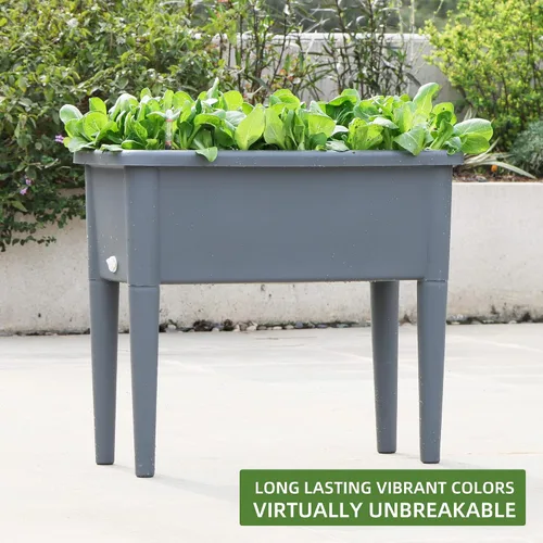 Vista 6 de Dexceder Cama de jardín elevada de riego automático de 13.2 galones con tapa transparente de ventilación, invernadero profundo para verduras, maceta