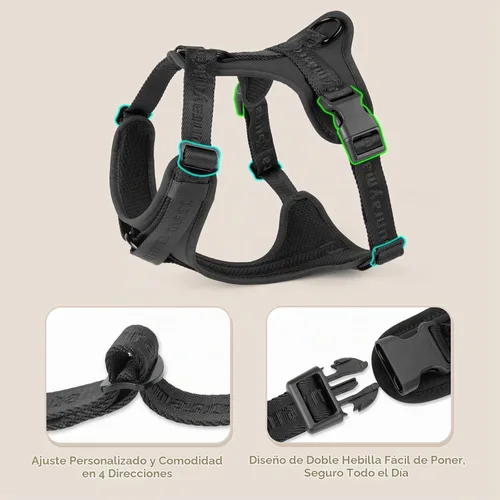 Vista 6 de Sunraymascota Arnés para perro sin tirones con licra, dispersión de fuerza de tres puntos y acolchado 3D, malla transpirable ajustable para perros