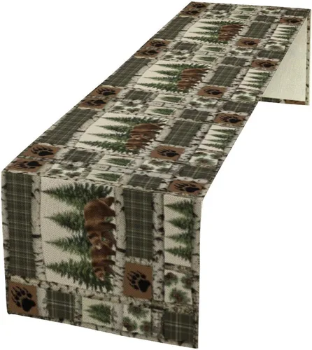Vista 23 de Camino de mesa con estampado de vaca, camino de mesa estilo occidental con estampado de cuero de vaca en blanco y negro, decoración de mesa