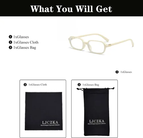 Vista 5 de LJCZKA Lentes rectangulares con bloqueo de luz azul para mujeres y hombres, lentes retro con marco cuadrado pequeño antifatiga ocular