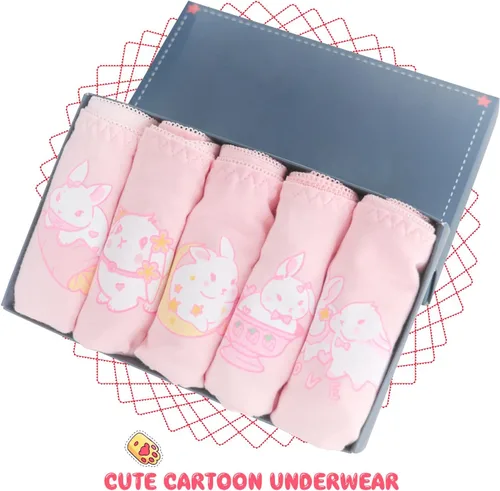 Vista 2 de Lindas bragas de anime para mujer, ropa interior de algodón transpirable con estampado de animales