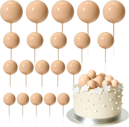 Vista 18 de ASTARON 20 piezas de decoración de bolas para pastel, mini globos, decoraciones de pastel, palos, bolas negras, decoraciones de pastel