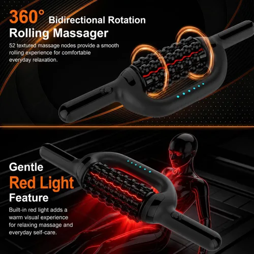 Vista 4 de Masajeador eléctrico con luz roja, masajeador de drenaje linfático para linfedema y lipedema, barra de recuperación muscular y rodillo de masaje