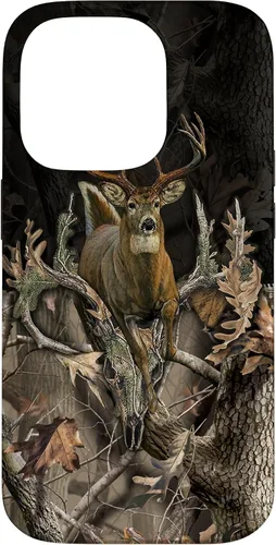 Vista 17 de Funda para iPhone 17 con diseño de camuflaje de caza de ciervos y cráneos