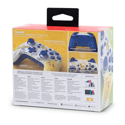 Vista 12 de PowerA Nano Enhanced Wireless Controller for Nintendo Switch - Pokémon: Pikachu School Days, mini, portable, gamepad, motion controls, bluetooth