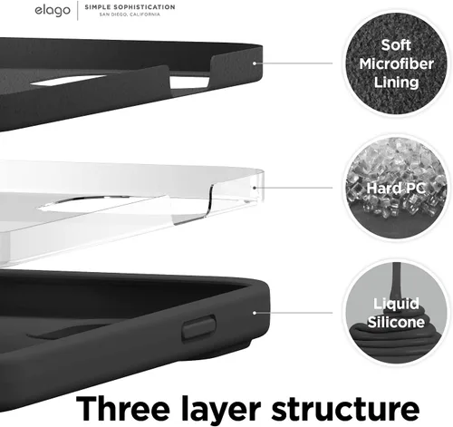 Vista 2 de elago Funda de silicona líquida prémium para iPhone 13 Mini, color negro