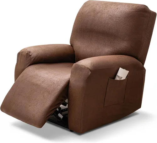 Vista 20 de MIFXIN Funda reclinable de terciopelo de 4 piezas, elástica de 1 asiento, fundas de sofá reclinable, fundas elásticas suaves para sillas Verde Oscuro
