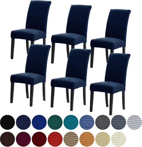 Vista 33 de Juego de 2 fundas para sillas de comedor, fundas elásticas para sillas de comedor, fundas para sillas de cocina de jacquard texturizadas, decoración